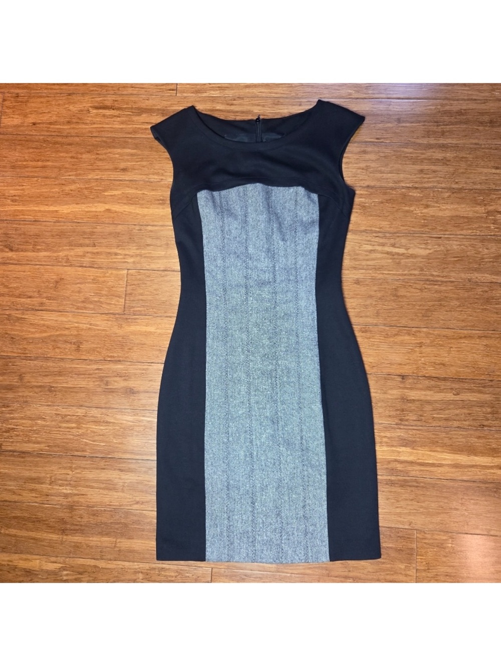 MEXX Wool Blend Panel Dress | Black & Grey Sheath | Size US 2 / 32 | 2010